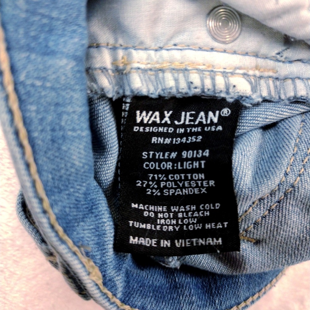 Wax Jean Butt I Love You Skinny Jeans Light Wash Distressed Ripped Size 7/28 - Picture 3 of 9